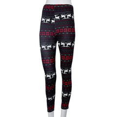 Women Skinny Leggings Stretchy Flower Deer Printed Pencil Tight Pants