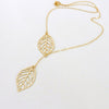 Image of 1PC Womens Girls Simple Metal Double Leaf Pendant Alloy Choker Necklace