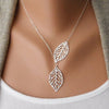 Image of 1PC Womens Girls Simple Metal Double Leaf Pendant Alloy Choker Necklace