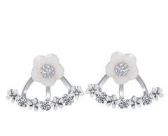 Crystal Studded Flower Ear Jacket Earrings