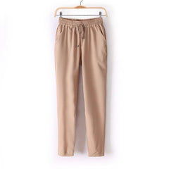 women comfortable casual office pants slacks Elastic waist casual harem pants