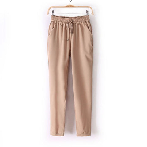 women comfortable casual office pants slacks Elastic waist casual harem pants