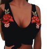 Image of Women Fashion Sexy V-Neck Appliques Rose Sleeveless Tanks & Camis Tops Blouse