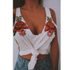 Image of Women Fashion Sexy V-Neck Appliques Rose Sleeveless Tanks & Camis Tops Blouse