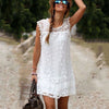 Image of Women Casual Lace Sleeveless Beach Short Dress Tassel Mini Dress