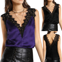 Women Lace Vest Top Sleeveless Casual Tank Blouse Summer Tops T-Shirt