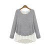 Image of Two-piece stitching thick chiffon shirt bottoming shirt sweater long-sleeved